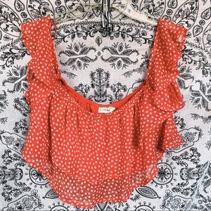 ❤️ RED POLKA DOT OFF THE SHOULDER CROP TOP ❤️